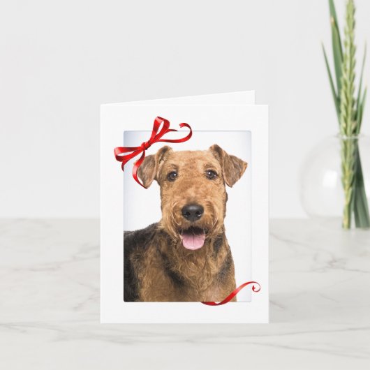 Airedale Kerstmis Feestdagen Kaart (Voorkant)