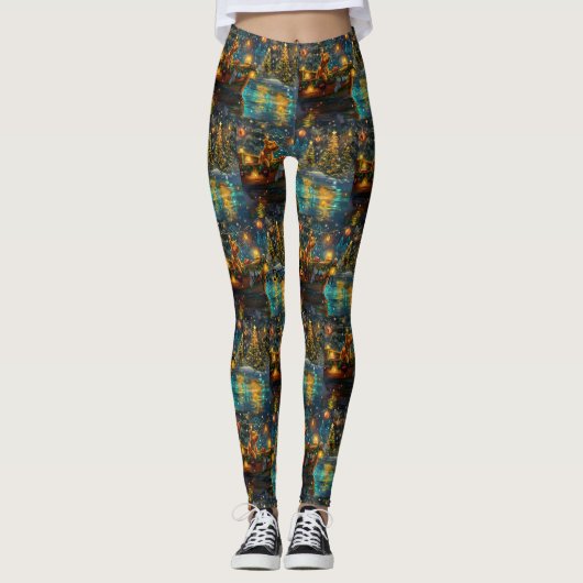 Airedale Kerstmis Feestelijke Reis Leggings (Voorkant)