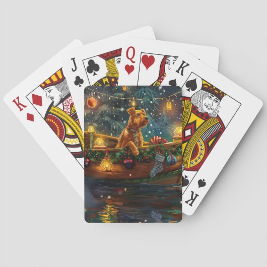 Airedale Kerstmis Feestelijke Reis Pokerkaarten (Achterkant)