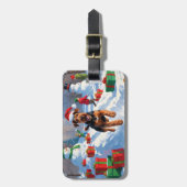 Airedale Kerstmis Festieve Sneeuw Scène Bagagelabel (Voorkant verticaal)