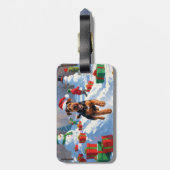 Airedale Kerstmis Festieve Sneeuw Scène Bagagelabel (Achterkant verticaal)