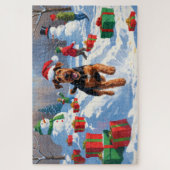 Airedale Kerstmis Festieve Sneeuw Scène Legpuzzel (Verticaal)