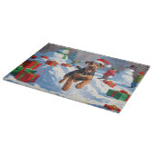 Airedale Kerstmis Festieve Sneeuw Scene Snijplank (Hoek)