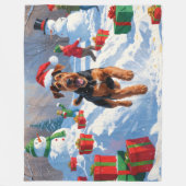 Airedale Kerstmis Festieve Sneeuwscène Fleece Deken (Voorkant)