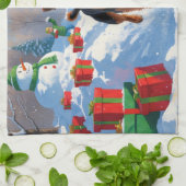 Airedale Kerstmis Festieve Sneeuwscène Theedoek (Gevouwen)