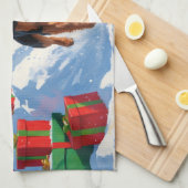 Airedale Kerstmis Festieve Sneeuwscène Theedoek (Quarter Fold)