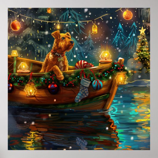 Airedale Kerstmis Festive Reis Poster (Voorkant)