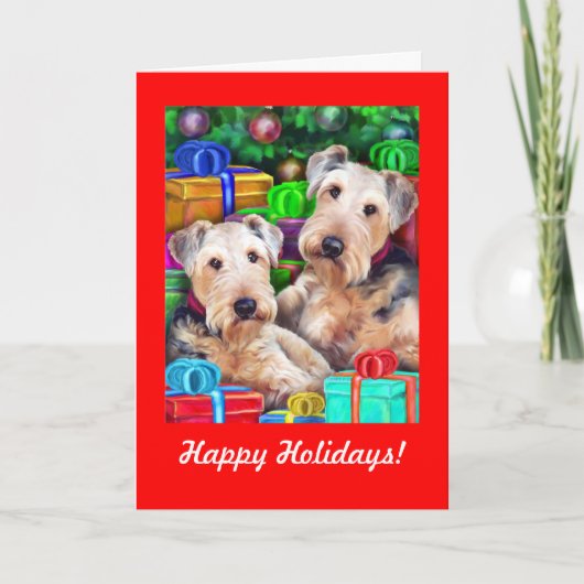 Airedale Kerstmis Open Now Feestdagen Kaart (Voorkant)