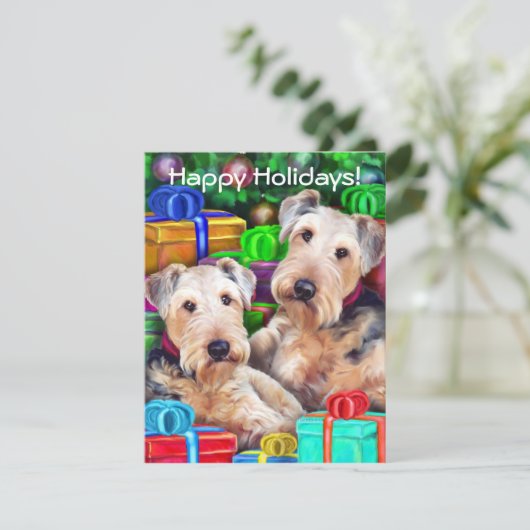 Airedale Kerstmis Open Now Kaart (Staand voorkant)