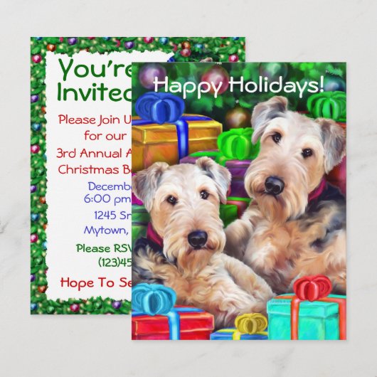 Airedale Kerstmis Open Now Kaart (Voorkant / Achterkant)