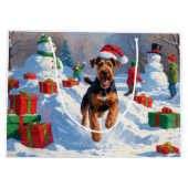 Airedale Kerstmis Sneeuwlandschap Groot Cadeauzakje (Achterkant)
