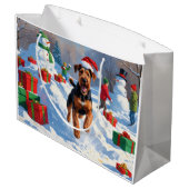 Airedale Kerstmis Sneeuwlandschap Groot Cadeauzakje (Achterkant Gekanteld)