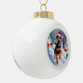 Airedale Kerstmis Sneeuwlandschap Keramische Bal Ornament (Links)