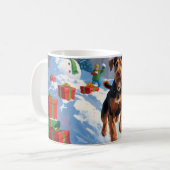 Airedale Kerstmis Sneeuwlandschap Koffiemok (Voorkant links)