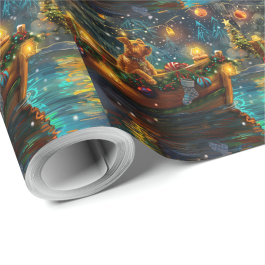 Airedale kerstvakantie cadeaupapier (Rol Hoek)