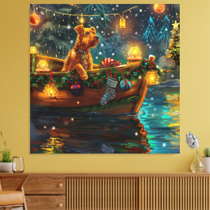 Airedale kerstvakantie canvas afdruk