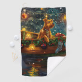 Airedale kerstvakantie golfhanddoek (Insitu)