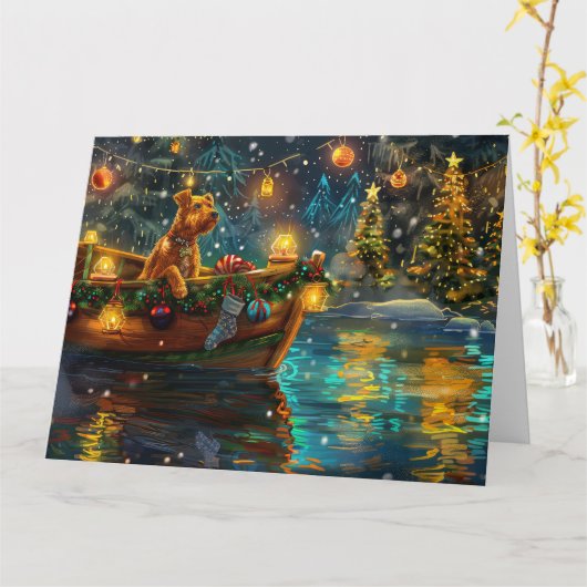 Airedale kerstvakantie kaart (Gele Bloem)