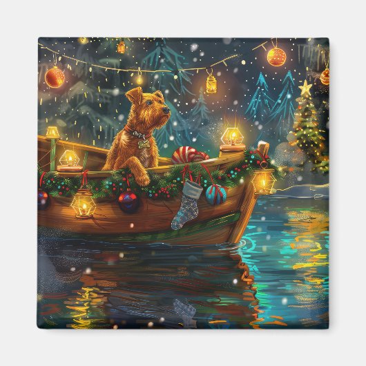 Airedale kerstvakantie magneet (Voorkant)