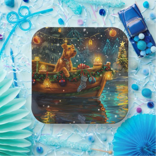 Airedale kerstvakantie papieren bordje (Feest)