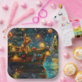 Airedale kerstvakantie papieren bordje (Feest)