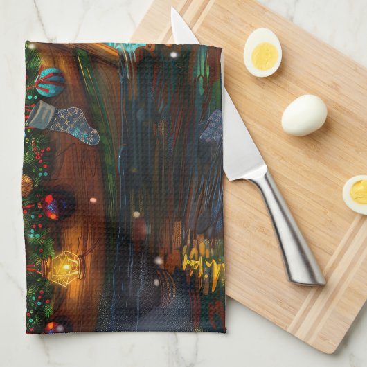 Airedale kerstvakantie theedoek (Quarter Fold)