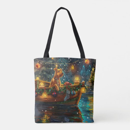 Airedale kerstvakantie tote bag (Achterkant)