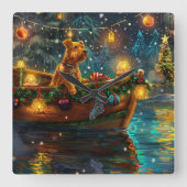 Airedale kerstvakantie vierkante klok (Voorkant)