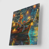 Airedale kerstvakantie vierkante klok (Hoek)