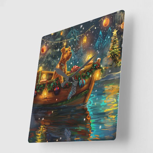 Airedale kerstvakantie vierkante klok (Hoek)