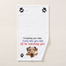Airedale keukendoek Ik hou je in de gaten