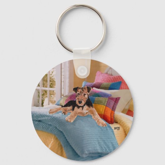 Airedale, Lakeland of Welsh Terrier Puppy Sleutelhanger (Voorkant)