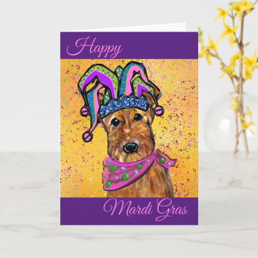 AIREDALE MARDI GRAS KAART (Gele Bloem)