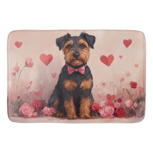 Airedale met Rozen - Valentijnsdag Badmat (Voorkant)