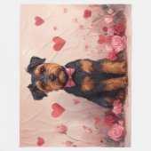 Airedale met Rozen - Valentijnsdag Fleece Deken (Voorkant)