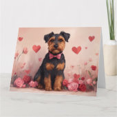 Airedale met Rozen - Valentijnsdag Kaart (Voorkant)