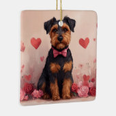 Airedale met Rozen - Valentijnsdag Keramisch Ornament (Rechts)