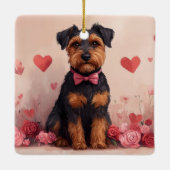 Airedale met Rozen - Valentijnsdag Keramisch Ornament (Achterkant)