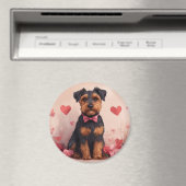 Airedale met Rozen - Valentijnsdag Magneet (Insitu (Vaatwasser))