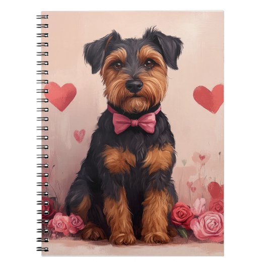 Airedale met Rozen - Valentijnsdag Notitieboek (Voorkant)