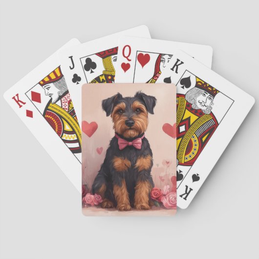 Airedale met Rozen - Valentijnsdag Pokerkaarten (Achterkant)
