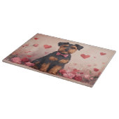 Airedale met Rozen - Valentijnsdag Snijplank (Hoek)