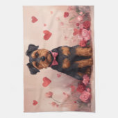 Airedale met Rozen - Valentijnsdag Theedoek (Verticaal)