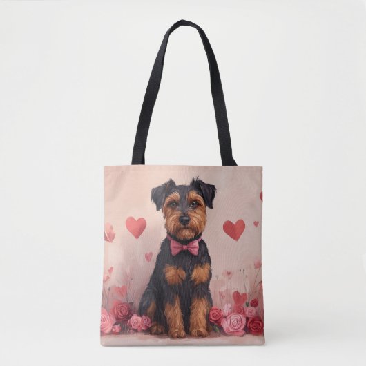 Airedale met Rozen - Valentijnsdag Tote Bag (Voorkant)