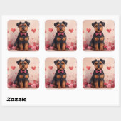 Airedale met Rozen - Valentijnsdag Vierkante Sticker (Vel)