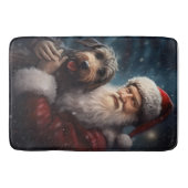 Airedale met Sinterklaas Festive Kerstmis  Badmat (Voorkant)