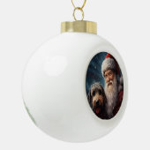 Airedale met Sinterklaas Festive Kerstmis  Keramische Bal Ornament (Links)