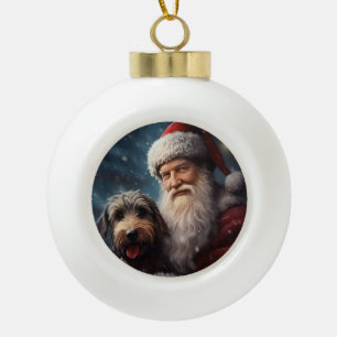 Airedale met Sinterklaas Festive Kerstmis  Keramische Bal Ornament