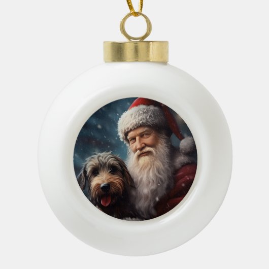 Airedale met Sinterklaas Festive Kerstmis  Keramische Bal Ornament (Voorkant)