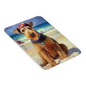 Airedale op strand, zomercadeau voor hondenliefheb magneet (Rechterzijde)